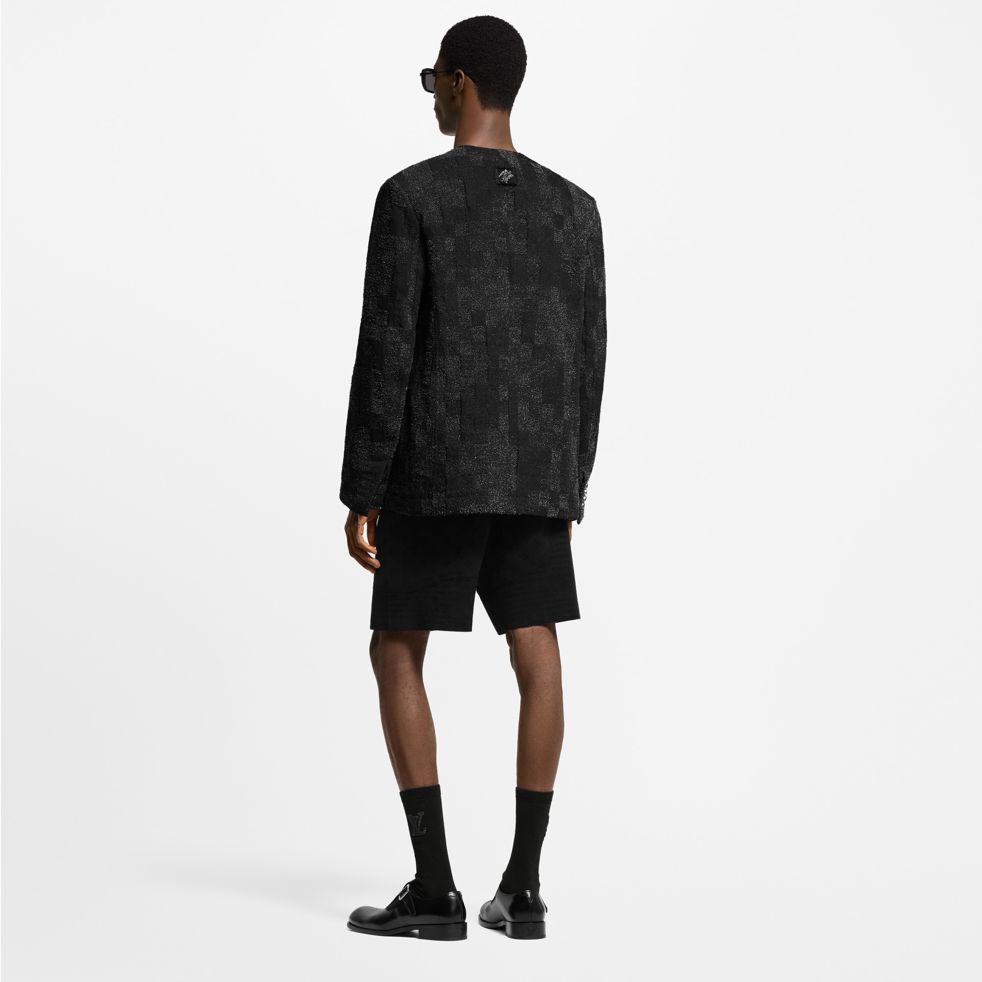 トップス LOUIS VUITTON 19AW Black Shirt Jacket Denim Bouclette Collarless Jacket - Men - Ready-to-Wear
